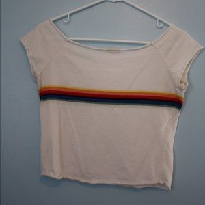 Rainbow striped cropped tee